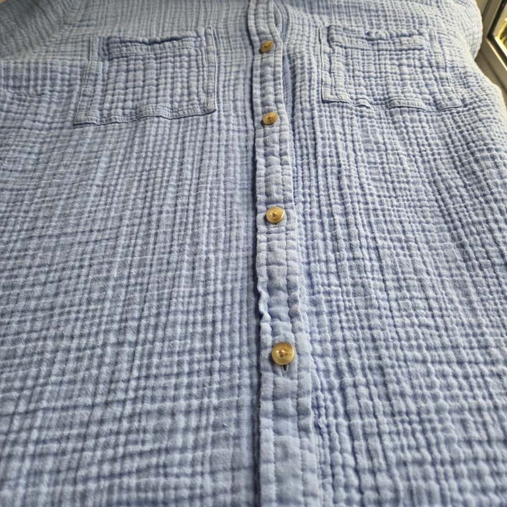 LL Bean Womens XL Petite Light Blue Gauze Cotton Button Down 100% Cotton Shirt - Picture 12 of 12